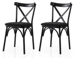 Set 2 scaune EKOL 290 V2, negru, stofa clasica/metal, 42x40x81 cm