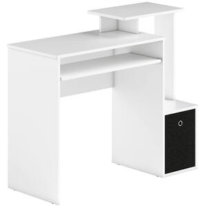 HOMCOM Birou modern pentru PC, birou pentru computer cu raft pentru tastatura, raft si spatiu de depozitare din material, 100x40x86.6cm, alb si negru