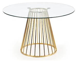 Masa sticla rotunda bucatarie LIVERPOOL, transparent/auriu, 120x120x75
