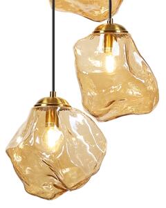Lustră suspendată pe cablu CRISTAL, 5xE14/15W/230V, alamă/bej fumuriu
