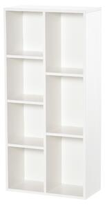 HOMCOM Bibliotecă din Lem Stil Vintage Cubica cu 7 Suporturi Diferite din MDF pentru Casă și Birou, 50x24x106 cm, Alb | Aosom Romania