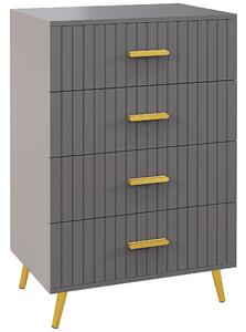 HOMCOM Comodă Modernă cu 4 Sertare, Unitate Sertar Depozitare cu Picioare din Aluminiu, 60x40x90 cm, Gri Închis