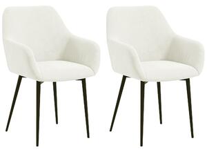 HOMCOM Set 2 Scaune de Dining Tapițate în Stil Nordic cu Brațe și Picioare din Oțel, 54x57x80 cm, Alb Crem | Aosom Romania