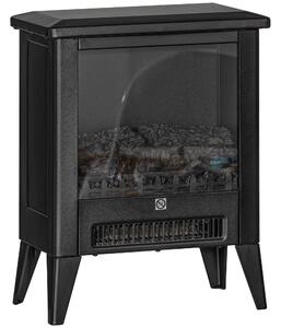 HOMCOM Șemineu Electric cu Efect Flacără 3D pe 3 Intensități, Oprire Automată, Încălzire Reglabilă, 36x21x47 cm, Negru | Aosom Romania