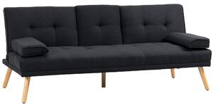 HOMCOM Canapea Extensibilă cu 3 Locuri, 2 Brațe Detașabile și Suport pentru Pahare, 181x77x78 cm, Gri antracit | Aosom Romania