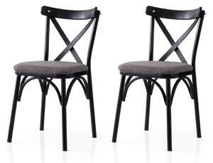 Set 2 scaune EKOL 291 V2, gri inchis/negru, stofa clasica/metal, 42x40