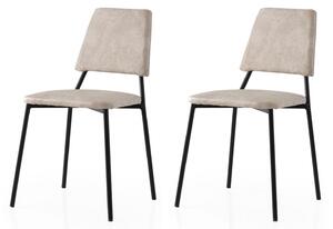 Set 2 scaune LIMA 4551 V2, bej deschis/negru, stofa catifelata/metal