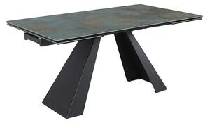 Masa extensibila SALVADORE CERAMIC, turcoaz/negru mat, sticla securiza