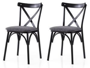 Set 2 scaune EKOL 288 V2, gri/negru, stofa clasica/metal, 42x40x81 cm
