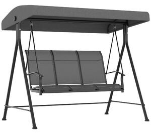 Outsunny Balansoar de Grădină cu 3 Locuri, Copertină Reglabilă și Picioare Anti-alunecare, 195x118x170 cm, Gri Închis | Aosom Romania