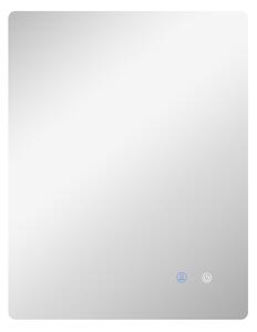 Kleankin Oglindă de Baie cu Lumină LED, 3 Culori, Întrerupătoare Touch și Luminozitate Reglabilă, 70x50x3 cm, Transparent | Aosom Romania