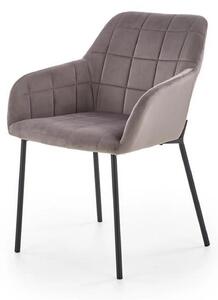 Scaun living K305, gri/negru, stofa catifelata/metal, 58x57x80 cm
