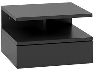 HOMCOM Noptieră Suspendată cu Sertar și Raft Superior din Lemn, 35x32x22,5 cm, Negru | Aosom Romania