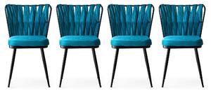 Set de scaune (4 bucăți) Kuşaklı-228 V4 Negru Albastru