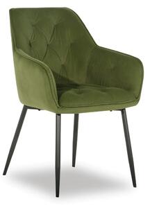 Scaun BEL NEW, verde/negru, stofa catifelata/metal, 58x63x86 cm