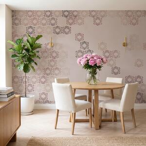 Fototapet Fundal alb cu numeroase motive mici, negre și roșii, Fototapet abstracte, Fototapet populare, t00974v3 - Tapeko.ro