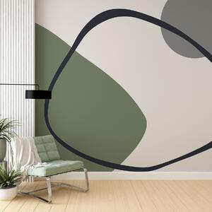 Tapet Forme geometrice verzi și gri pe un fundal deschis, Fototapet Abstract, w01687v1 : Uwalls.ro