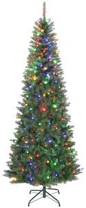 HOMCOM Pom de Crăciun Artificial de 210 cm cu Lumini Incorporate Albe și Colorate în 9 Moduri și 1273 Ramuri Ignifuge, Brad de Crăciun Realist și Des cu Bază Metalică Pliabilă pentru Acasă | Aosom Romania