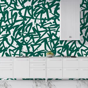 Tapet Graffiti Emoții: Verde, Fototapet Modele, u99087 : Uwalls.ro