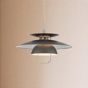 Lindby Lampă suspendată Nadija, gri, 43 cm, înălțime reglabilă, E27, reglabil, Gri, Bucătărie, Metal, Scandinavă