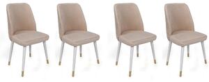 Set 4 scaune HUGO-407 V4, bej/alb, stofa catifelata/metal, 50x49x90 cm