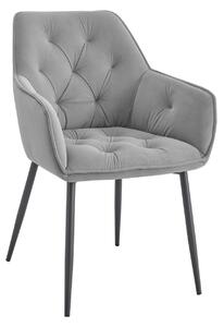 Scaun BEL NEW, gri deschis/negru, stofa catifelata/metal, 58x63x86 cm