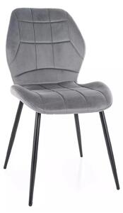 Scaun tapitat clasic JAKE, gri - Bluvel 14/negru, stofa catifelata/met