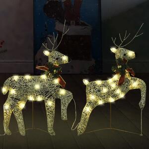 Reni de Crăciun, 2 buc., auriu, 40 LED-uri