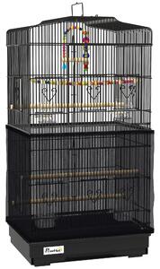PawHut Colivie pentru pasari cu Stinghii, Leagan si boluri, Voliera din Metal si Plastic, 46.5x35.5x92 cm, Negru | Aosom Romania