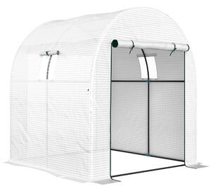 Outsunny Seră Tip Tunel Walk-in cu Acoperire PE Rezistentă la UV, Uși și Ferestre cu Plasă, 1,8 x 1,8 x 2 m, Verde | Aosom Romania