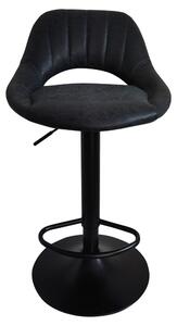 Scaun bar LORASA NEW, negru, piele intoarsa/metal, 45x45x82/102 cm