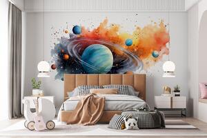 Fototapet Acuarelă de planete și stele, Fototapet spațiu cosmic, Fototapet populare, w01804 - Tapeko.ro