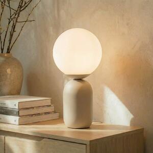 Lindby Lampă de masă Lennes, bej, sticlă, Ø 20 cm, Alb, Camera de zi / sufragerie, Sticlă, Modern