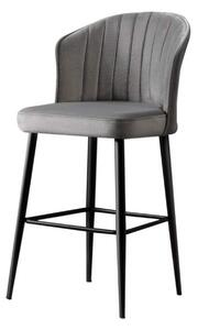 Set 4 scaune bar RUBI, gri/negru, stofa catifelata/metal, 52x42x97 cm