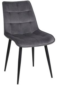 Scaun RON, gri inchis/negru, stofa catifelata/metal, 48x62x87 cm