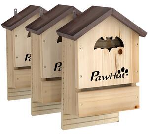 PawHut Set de 3 Căsuțe pentru Lilieci din Lemn de Brad, Adăpost pentru Lilieci pentru Grădină și Exterior, Ușor de Montat, 21.5x11.5x34 cm | Aosom Romania