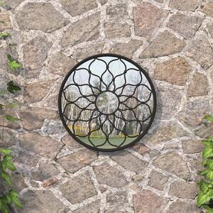 Oglindă de grădină rotundă, negru, 40x3 cm, fier, uz exterior