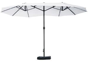 Outsunny Umbrelă Dublă cu 12 Spițe, Bază în Cruce și Manivelă, din Oțel și Poliester, 455x265x238 cm, Bej | Aosom Romania