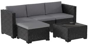 Outsunny Set Modular de Grădină din Rattan cu Perne, Canapea de Colț Gri, 5 Piese | Aosom Romania