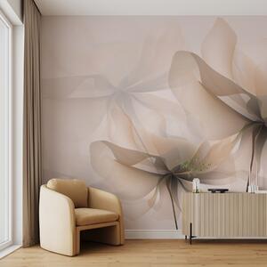 Tapet Flori mari bej translucide, Fototapet 3D, Fototapet 3D Flori, w01926v2 : Uwalls.ro