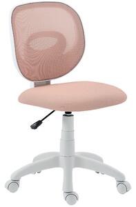 HOMCOM Scaun de Birou Ergonomic Rotativ din Material Tip Plasă Respirabil Fără Brațe, Înălțime Reglabilă, Roz | Aosom Romania