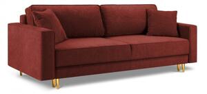 Canapea extensibila Dunas cu tapiterie din tesatura structurala si picioare din metal auriu, rosu