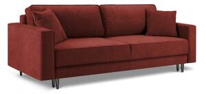 Canapea extensibila Dunas cu tapiterie din tesatura structurala si picioare din metal negru, rosu
