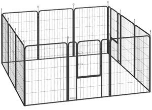 PawHut Țarc cu 12 Panouri din Oțel pentru Câini de Talie Medie, 80 cm Înălțime, Negru | Aosom Romania