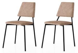 Set 2 scaune LIMA 4552 V2, bej/negru, stofa catifelata/metal, 43x54x78