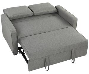HOMCOM 3 în 1 Canapea Extensibilă 2 Locuri cu Spătar Reglabil pe 3 Poziții, 2 Perne, Material Textil Tip In Gri | Aosom Romania