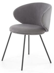 Scaun K587, gri - Mavel 14, stofa catifelata/otel, 60x58x77 cm