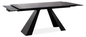 Masa moderna dining SALVADORE, negru mat, metal/sticla securizata, 160