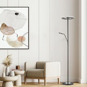 FISCHER & HONSEL Lampadar LED Dent, negru, 180 cm, CCT, 2 becuri, reglabil, Negru, Camera de zi / sufragerie, Metal, Modern, Lumină de lectură