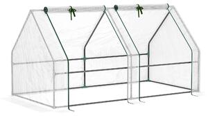 Outsunny Mini Seră Portabilă din PE pentru Grădină, cu Uși cu Fermoar și Acoperiș pentru Protecție UV/Apă, 180x90x90 cm, Alb | Aosom Romania